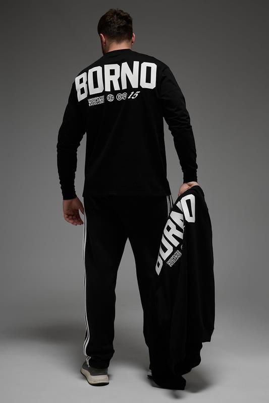  BDRNO Premium Big & Tall Black Printed Long Sleeve T-Shirt