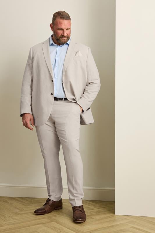  BadRhino Tailoring Big & Tall Oatmeal Brown Linen Suit Trousers