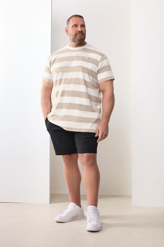  BadRhino Big & Tall Cashew Brown Extra Long Stripe T-Shirt