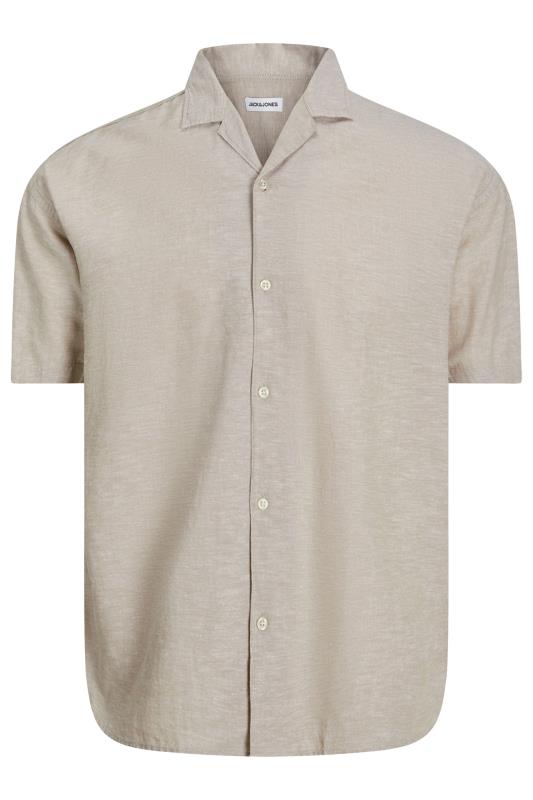 Men's  JACK & JONES Big & Tall Natural Brown Linen Blend Resort Shirt