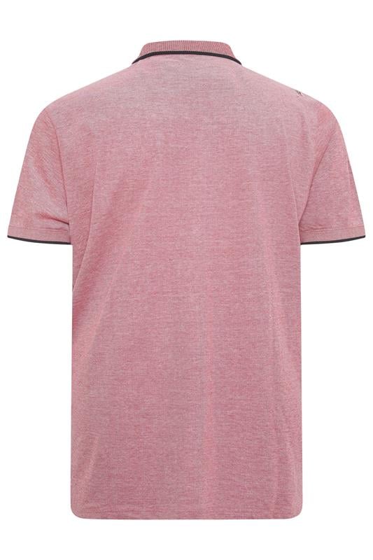 D555 Big & Tall Red Pique Jacquard Polo Shirt | BadRhino 4