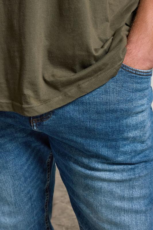 BadRhino Big & Tall Blue Washed Straight Leg Stretch Jeans | BadRhino 4