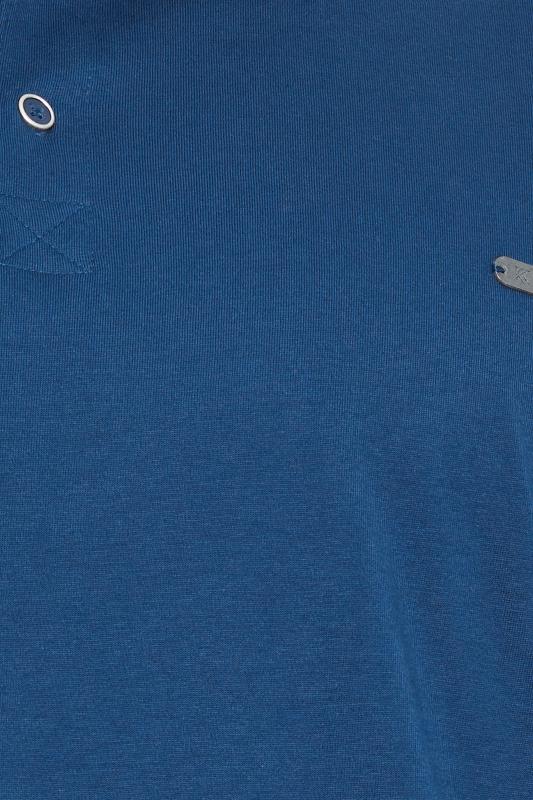 KAM Big & Tall Blue Jersey Floral Collar Polo Shirt | BadRhino 4