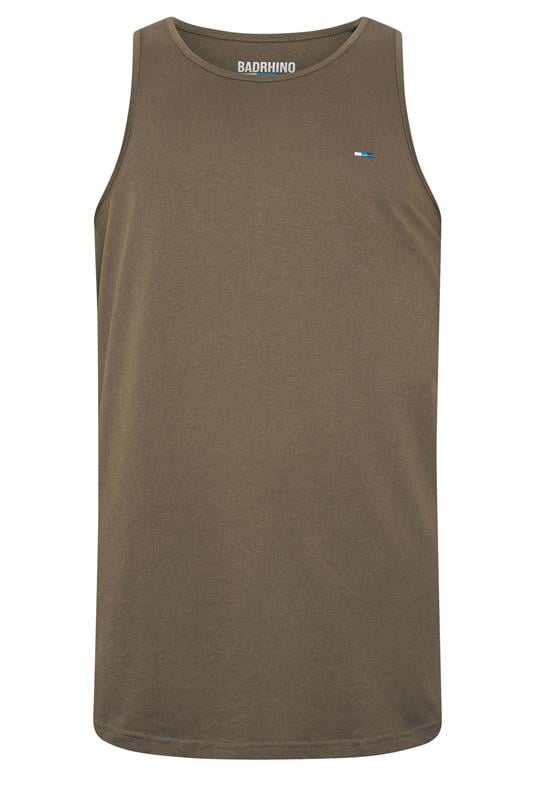 BadRhino Big & Tall 3 Pack Blue/Green/Brown Extra Long Plain Vest Top | BadRhino 9