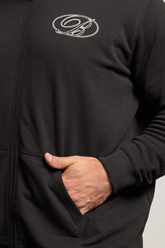 BadRhino Big & Tall Black Scripted Zip Through Hoodie | BadRhino 6