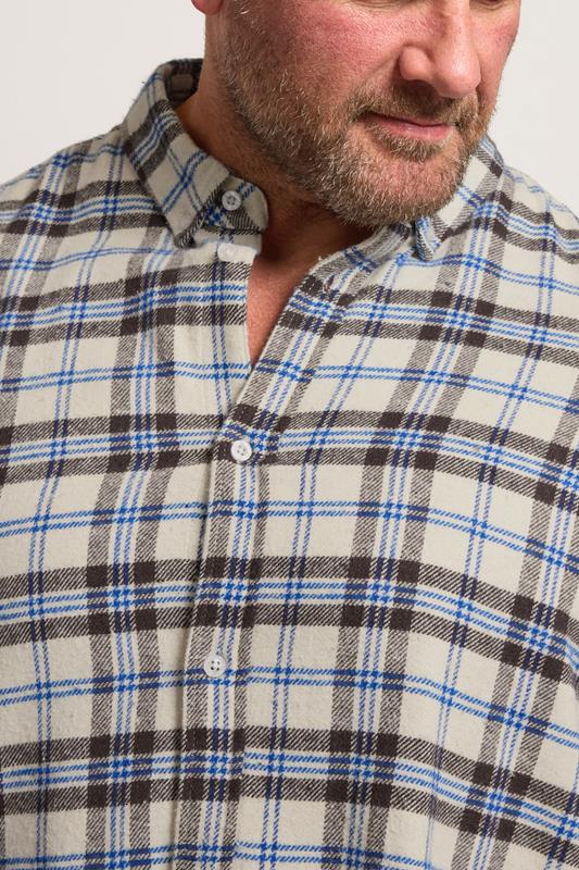 BadRhino Big & Tall Brown & Blue Brushed Checked Shirt | BadRhino 4