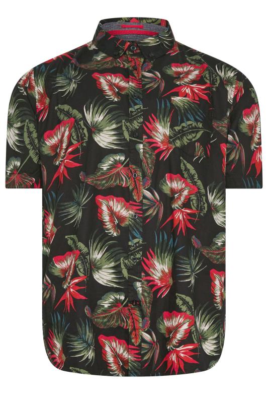 D555 Big & Tall Black Hawaiian Print Short Sleeve Shirt | BadRhino 3