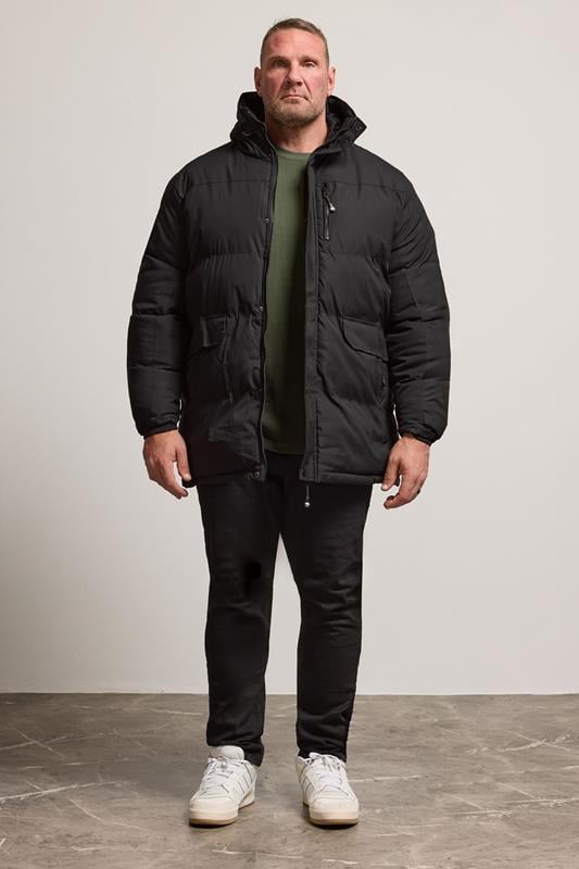 D555 Big & Tall Black Quilted Padded Jacket | BadRhino 2