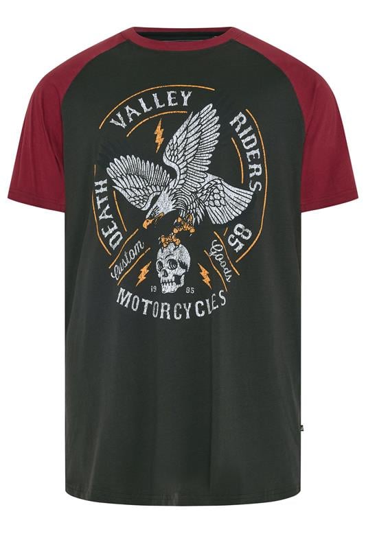  KAM Big & Tall Black Raglan Graphic Print T-Shirt