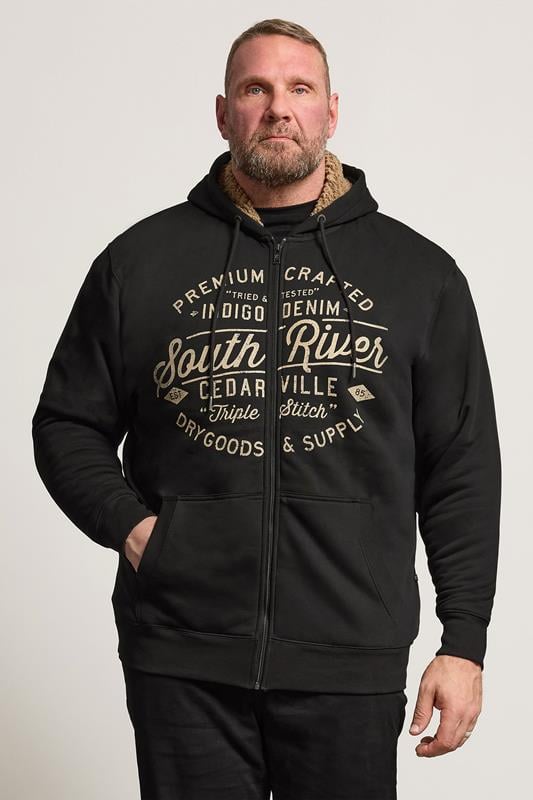 Men's  KAM Big & Tall Black 'South River' Fleece Lined Hoodie