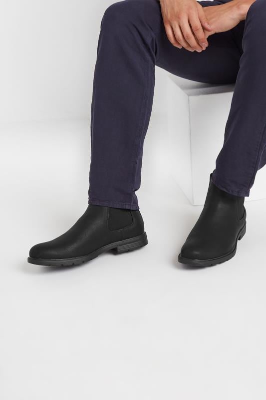 Men's  JACK & JONES Black Faux Leather Chelsea Boot