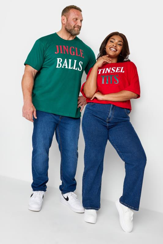 Plus Size  LIMITED COLLECTION Curve Red 'Tinsel' Slogan Christmas T-Shirt
