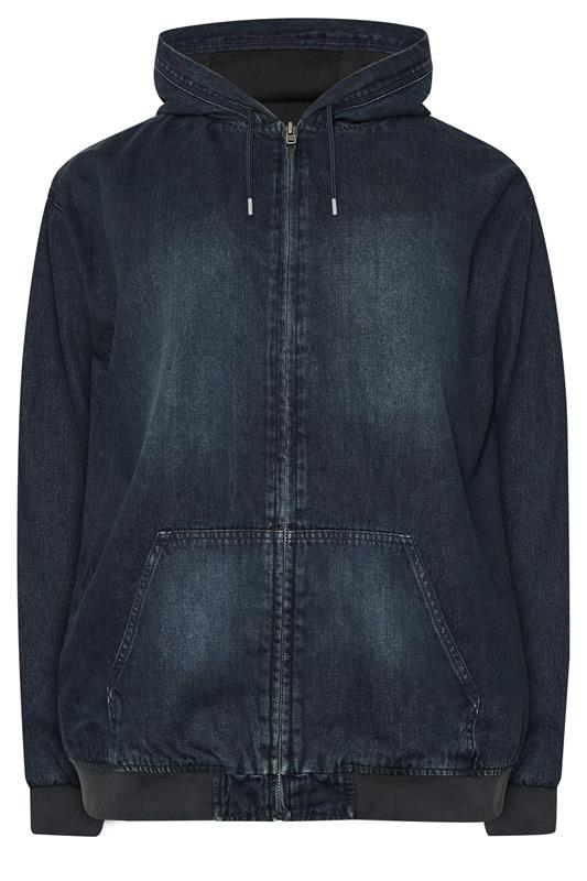 BadRhino Big & Tall Blue Denim Hooded Zip Through Jacket | badRhino 2