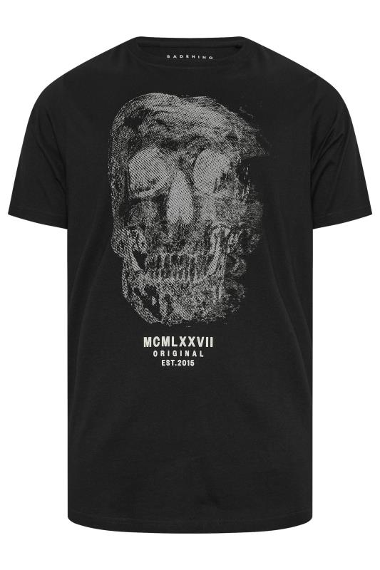BadRhino Big & Tall Black Faded Skull Graphic T-Shirt | BadRhino 3