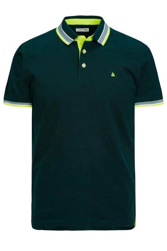 JACK & JONES Big & Tall Deep Teal Blue 'Paulo' Cotton Polo Shirt | BadRhino 2