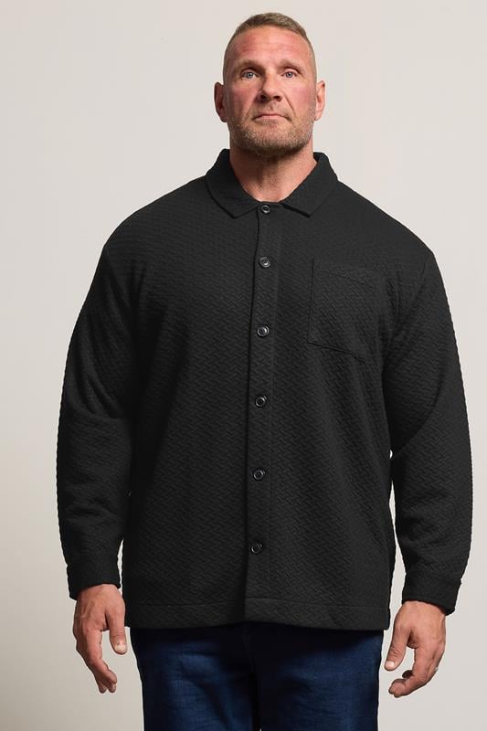 Men's  BadRhino Big & Tall Black Jersey Textured Overshirt