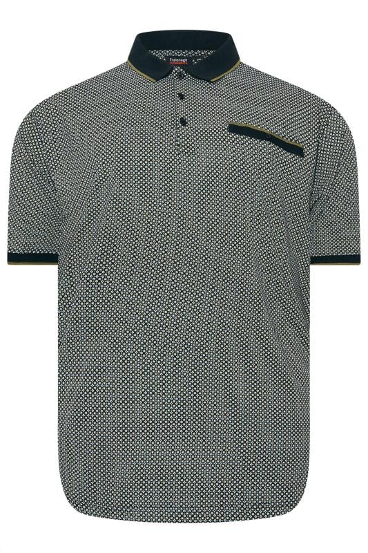 ESPIONAGE Big & Tall Navy Blue & Green Contrast Polo Shirt | BadRhino 3