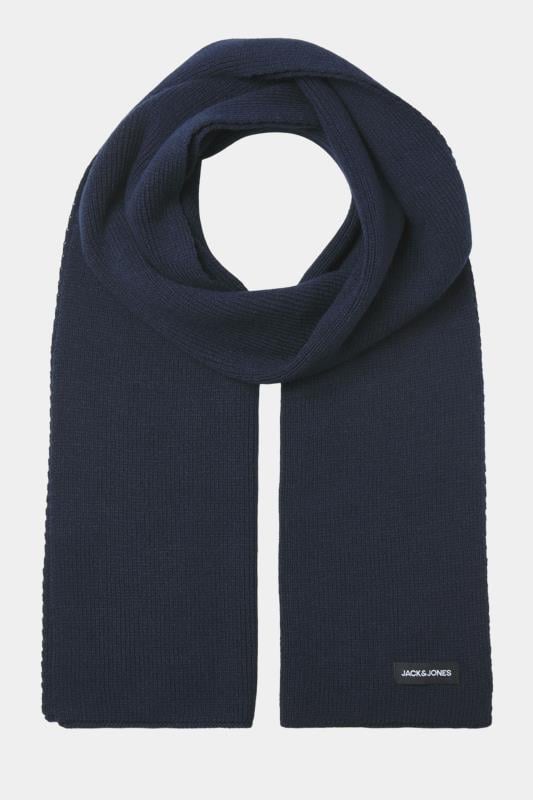 JACK & JONES Big & Tall Navy Blue Knitted Scarf | BadRhino 1