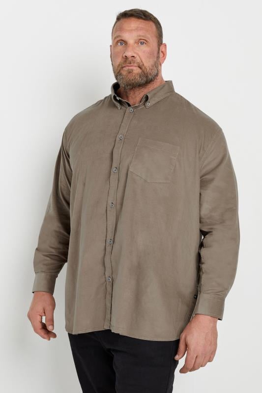 KAM Big & Tall Stone Brown Corduroy Shirt | BadRhino 1