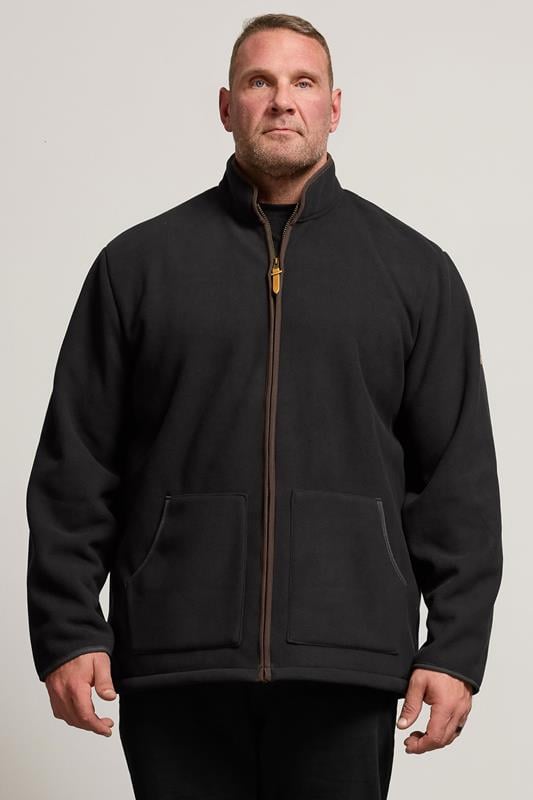 Men's  D555 Big & Tall Black Zip Through Fleece Jacket