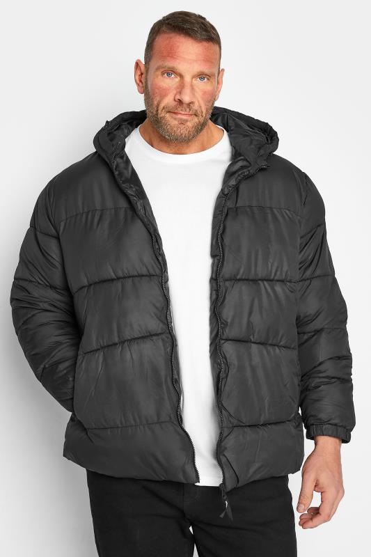 Jack & Jones Core hooded puffer jacket in black
