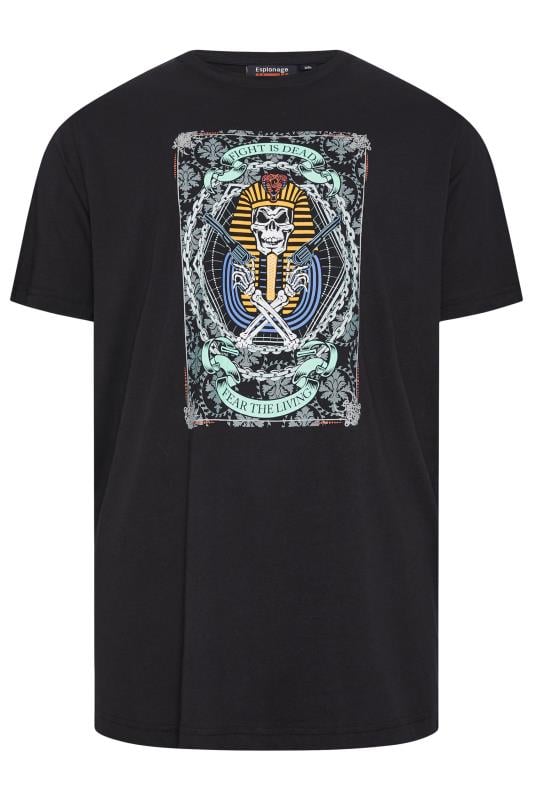 ESPIONAGE Big & Tall Black Pharaoh Graphic Print T-Shirt | BadRhino 1