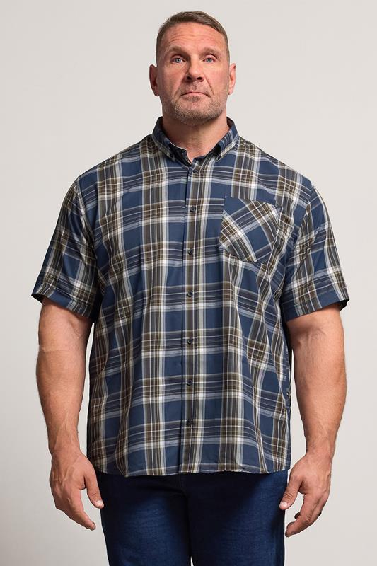 Men's  KAM Big & Tall Navy Blue Check Shirt
