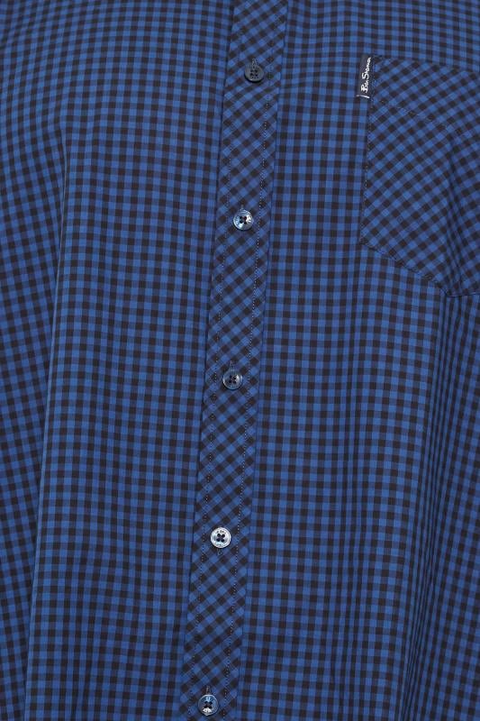 BEN SHERMAN Big & Tall Royal Blue Gingham Short Sleeve Shirt | BadRhino 2