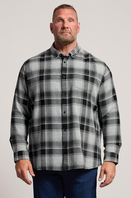  BadRhino Big & Tall Black Check Long Sleeve Shirt