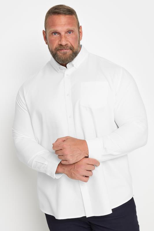 BadRhino Big & Tall Premium White Long Sleeve Oxford Cotton Shirt | BadRhino 1