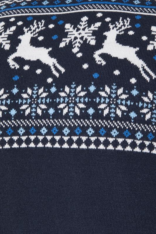 BadRhino Big & Tall Navy Blue Crew Neck Fairisle Knitted Jumper | BadRhino 7