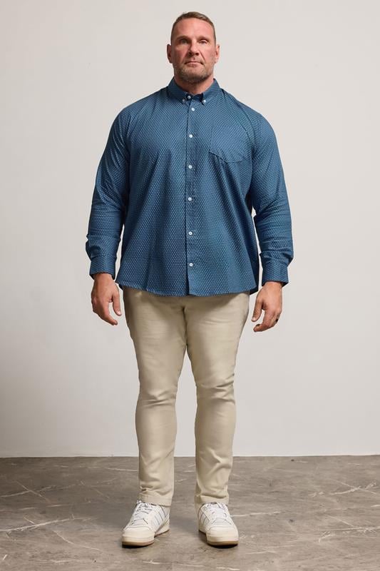 BadRhino Big & Tall Blue Geometric Print Party Shirt | BadRhino 2