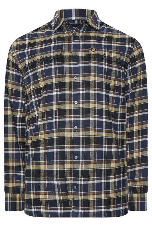 Men's  LYLE & SCOTT Big & Tall Blue & Green Brushed Cotton Check Shirt