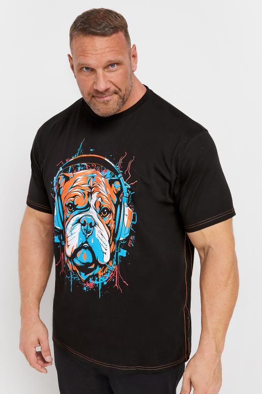 Men's  KAM Black Dog Headphones Graphic Print T-Shirt