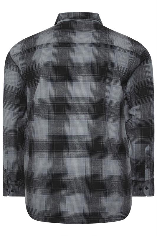 KAM Big & Tall Navy Blue Zip Through Quilted Check Overshirt | BadRhino 2