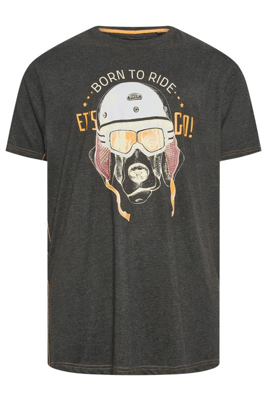 Men's  KAM Big & Tall Grey Marl 'Born to Ride' Print T-Shirt