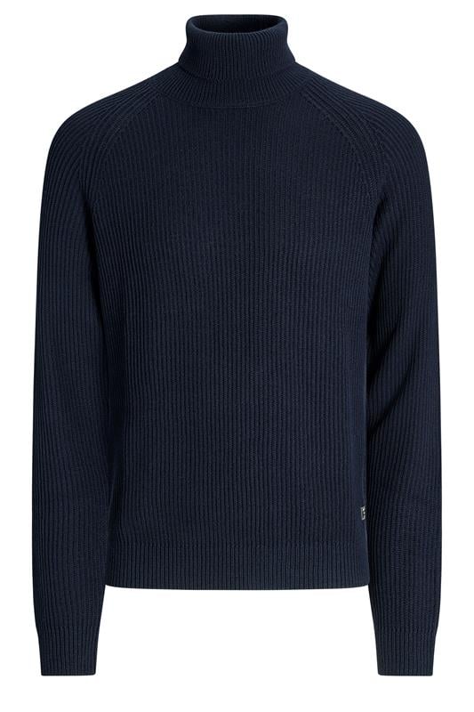 JACK & JONES Big & Tall Navy Blue Roll Neck Jumper | BadRhino 1