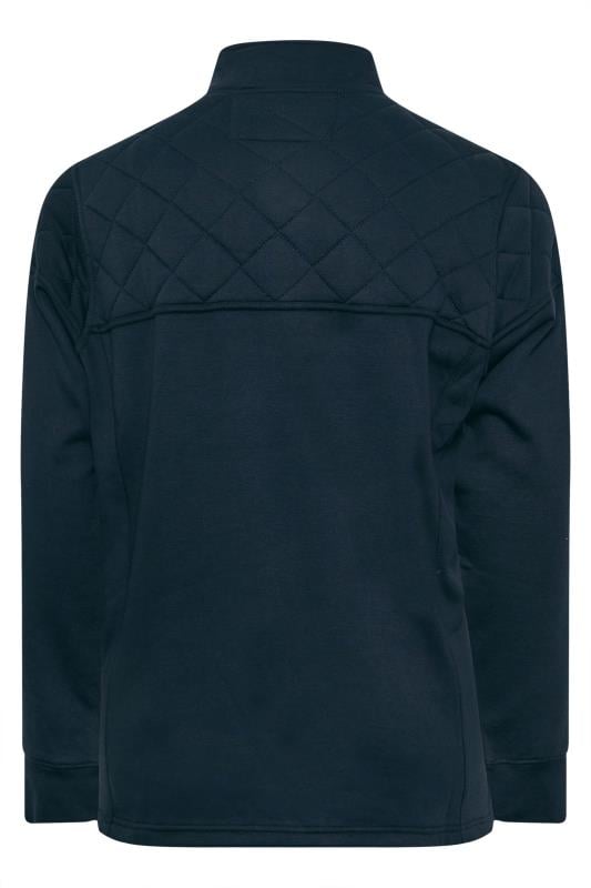 D555 Big & Tall Navy Quarter Zip Quilted Panel Sweatshirt | BadRhino 5