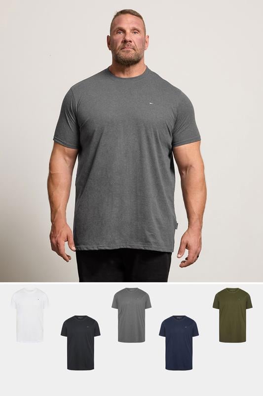Men's  BadRhino Big & Tall 5 Pack Black/White/Navy Blue/Green/Grey Extra Long Core T-Shirts