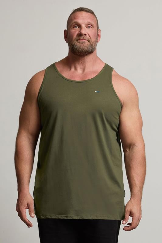  BadRhino Big & Tall Khaki Green Extra Long Plain Vest Top