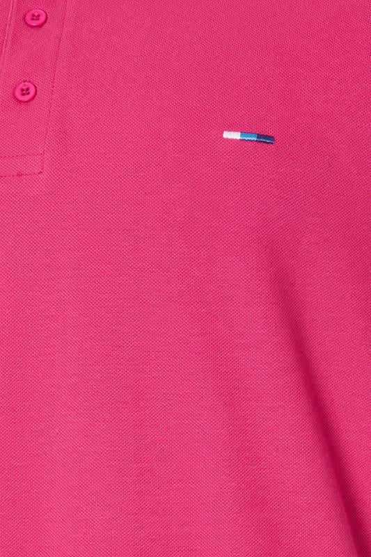 BadRhino Big & Tall Pink & White Tipped Polo Shirt | BadRhino 3