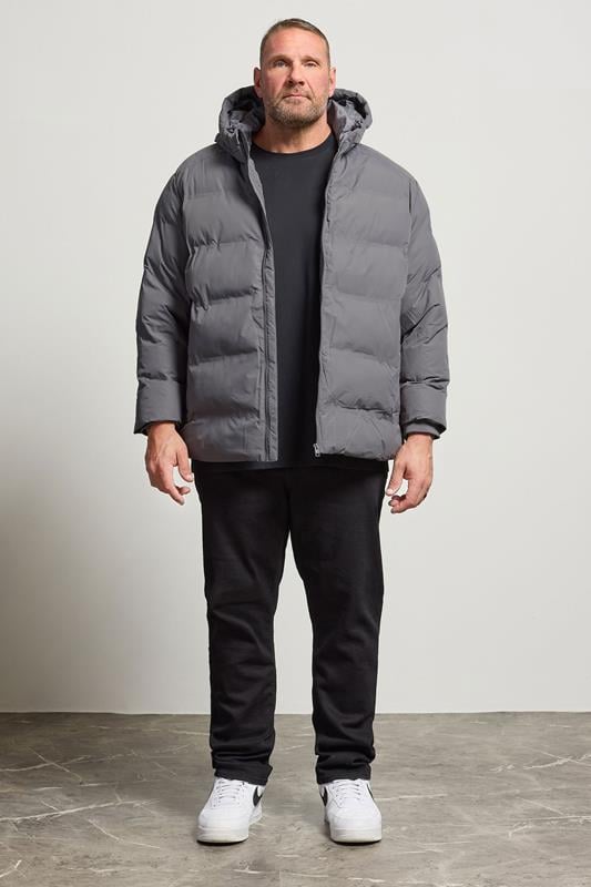 JACK & JONES Big & Tall Grey Puffer Jacket | BadRhino 2