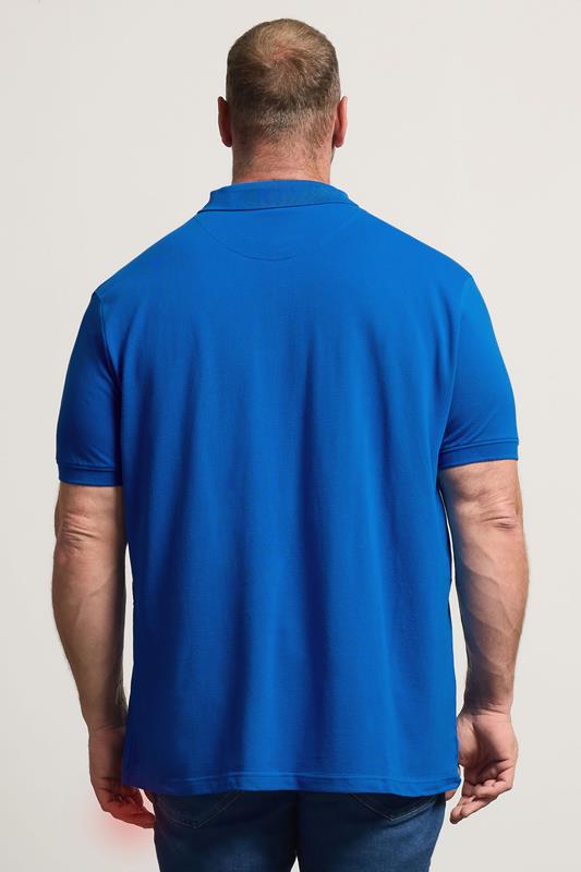BadRhino Big & Tall Blue & Yellow Contrast Polo Shirt | BadRhino 4