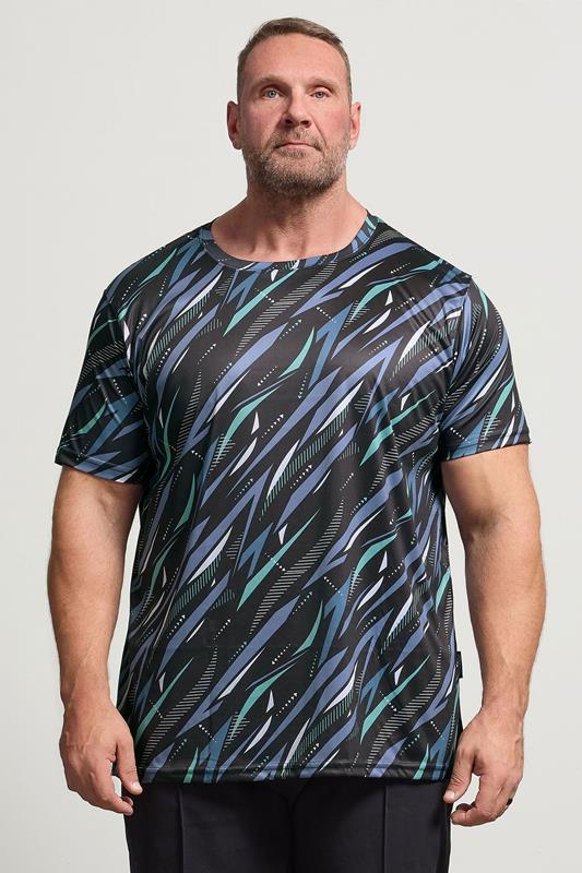 Men's  D555 Big & Tall Black Lightweight All Over Print T-Shirt