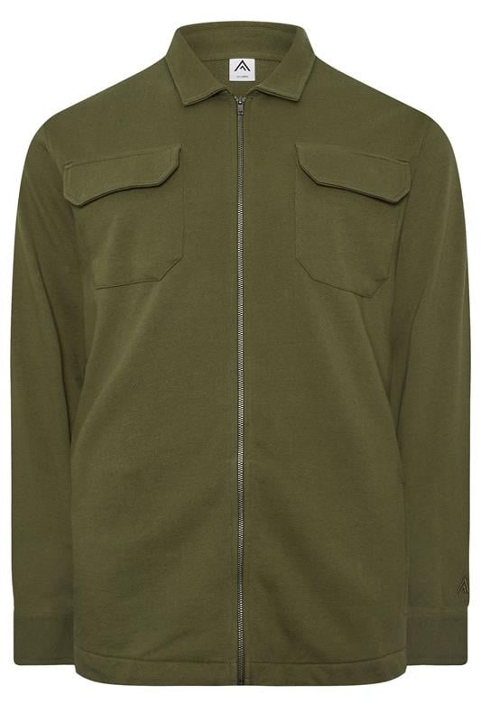 Men's  STUDIO A Big & Tall Khaki Green Zip Through Shacket