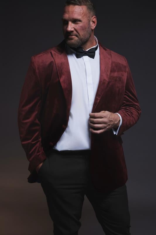 BadRhino Big & Tall Burgundy Red Tailored Velvet Blazer | BadRhino 1