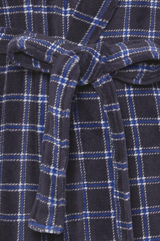 BadRhino Big & Tall Blue Check Print Dressing Gown | BadRhino 3