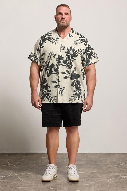 JACK & JONES Big & Tall Off White Floral Print Short Sleeve Shirt | BadRhino 1