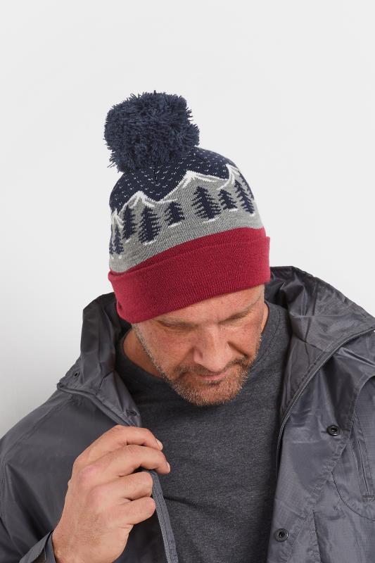 BadRhino Red & Navy Winter Trees Bobble Hat | BadRhino 1