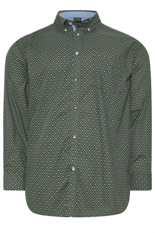 Men's  KAM Big & Tall Forest Green Geometric Shirt